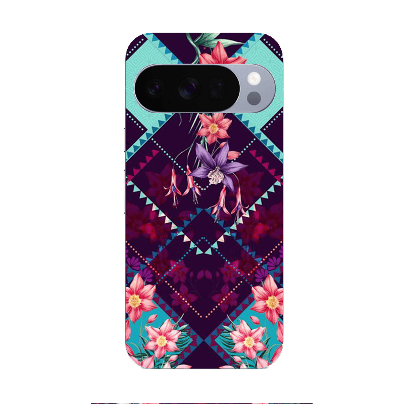 Google Pixel 10 Pro Checkered flowers Transparent Silicone TPU Θήκη